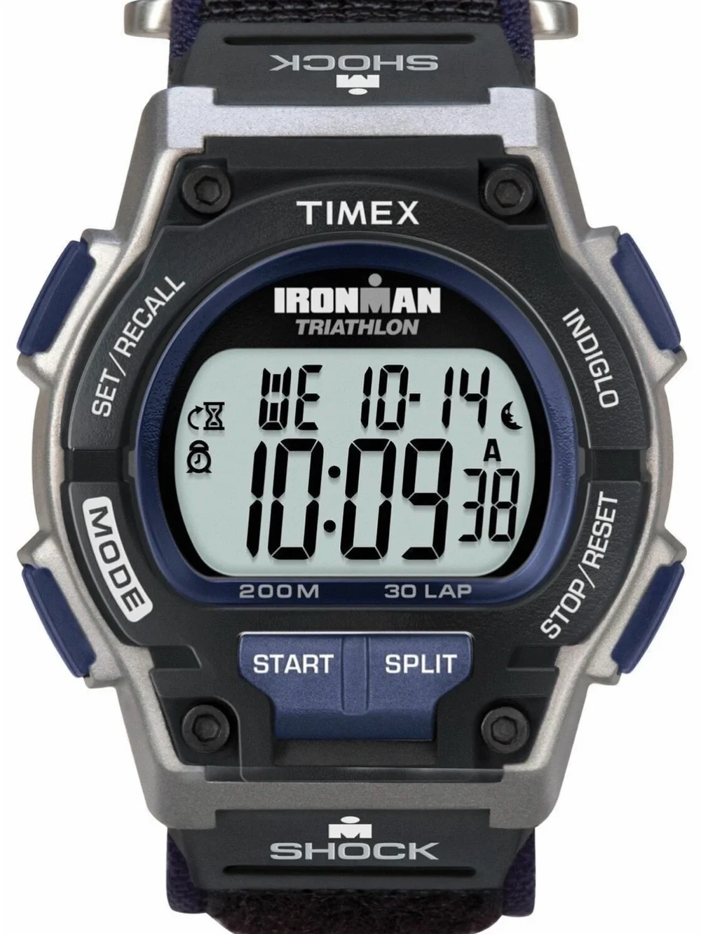 Timex T5K198 Men's Ironman Triathlon Black/Blue Nylon Strap Watch